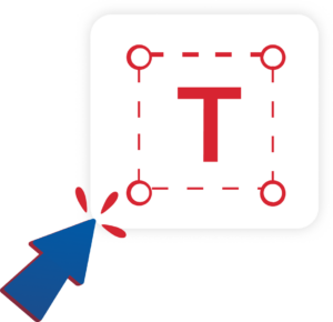 Cursor clicking on letter T design template.