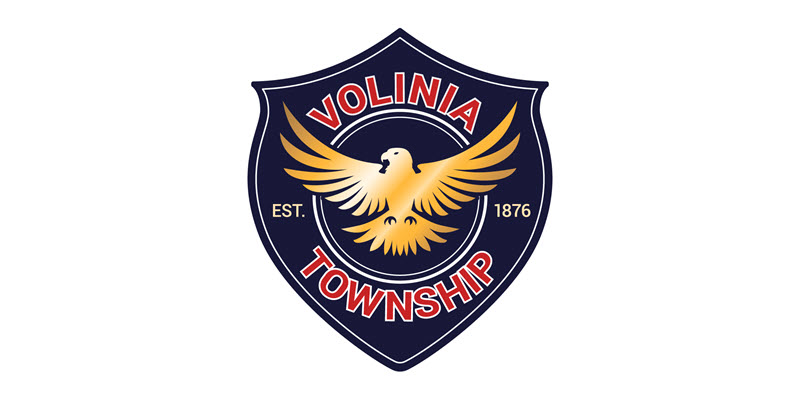 Volinia Township logo with eagle and shield, established 1876