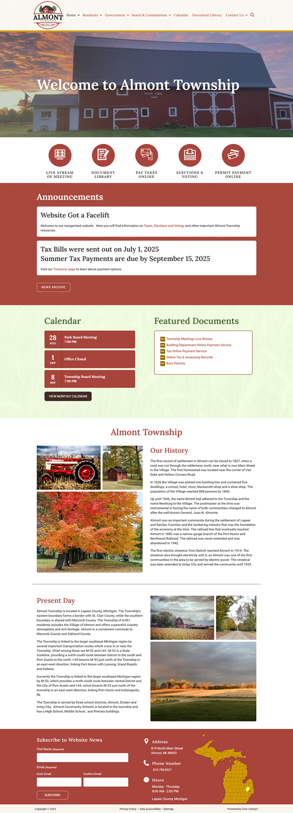 Welcome to Almont Township, community resources and announcements.