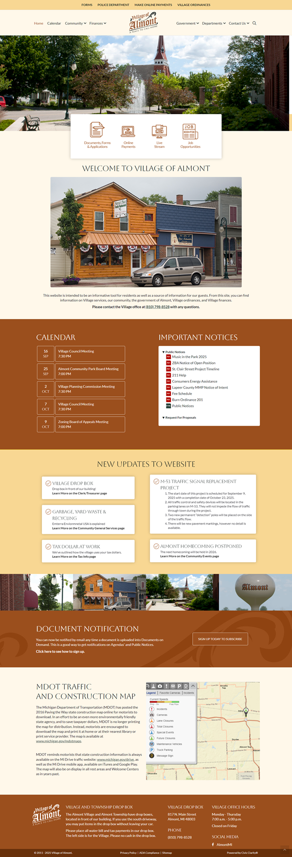 Welcome to the Village of Almont homepage.