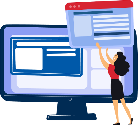 Person organizing content on a computer screen.