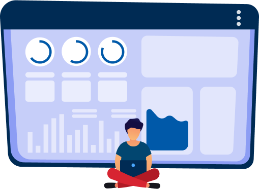 Person analyzing data on a digital dashboard.